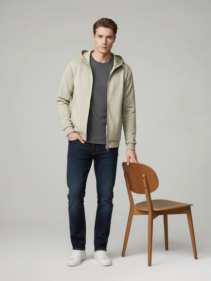 Celio* Men Beige Solid Regular Fit Cotton Sweatshirts