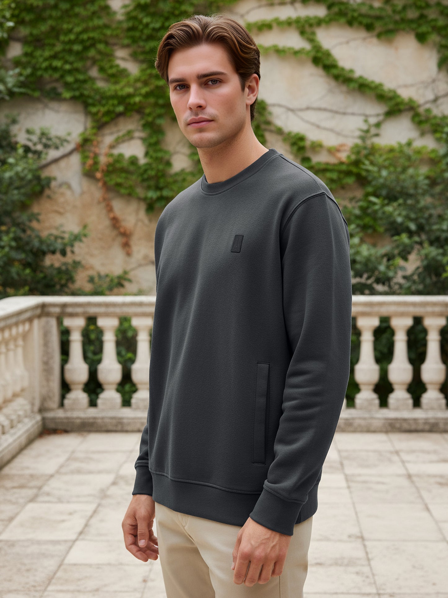 Celio Men Grey Solid Regular Fit Cotton Sweatshirts