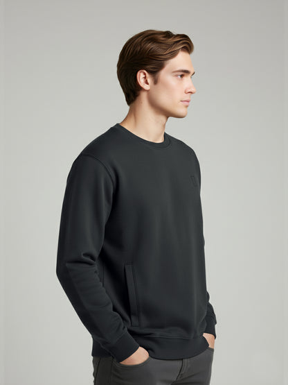 Celio Men Grey Solid Regular Fit Cotton Sweatshirts