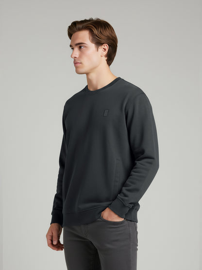 Celio Men Grey Solid Regular Fit Cotton Sweatshirts