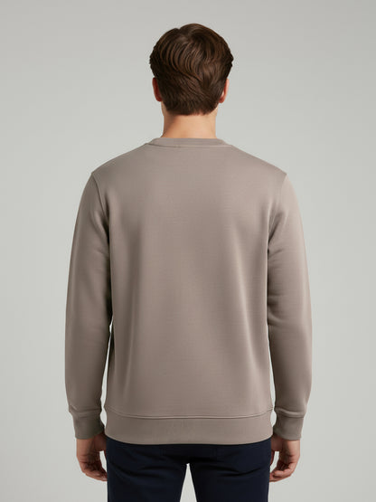 Celio Men Taupe Solid Regular Fit Cotton Sweatshirts