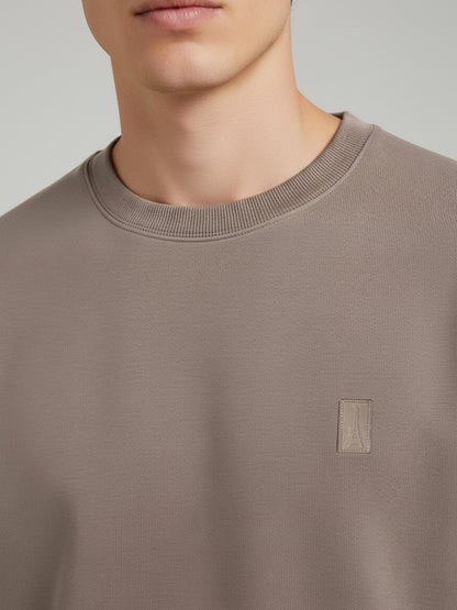 Celio Men Taupe Solid Regular Fit Cotton Sweatshirts