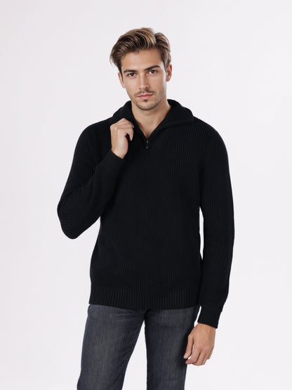 Celio* Men Black Solid Regular Fit Cotton Sweaters