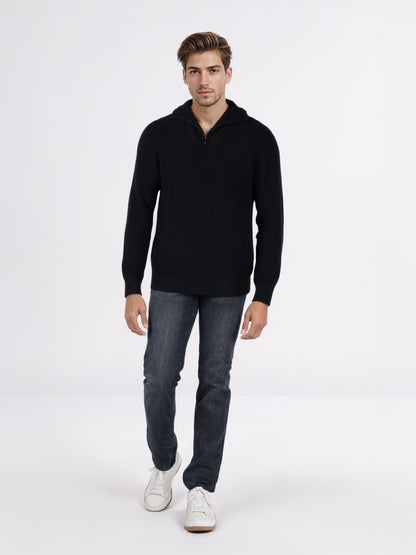 Celio* Men Black Solid Regular Fit Cotton Sweaters