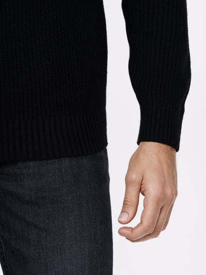 Celio* Men Black Solid Regular Fit Cotton Sweaters