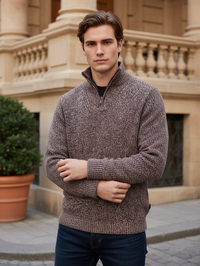 Celio* Men Brown Colourblocked Regular Fit Cotton Sweaters