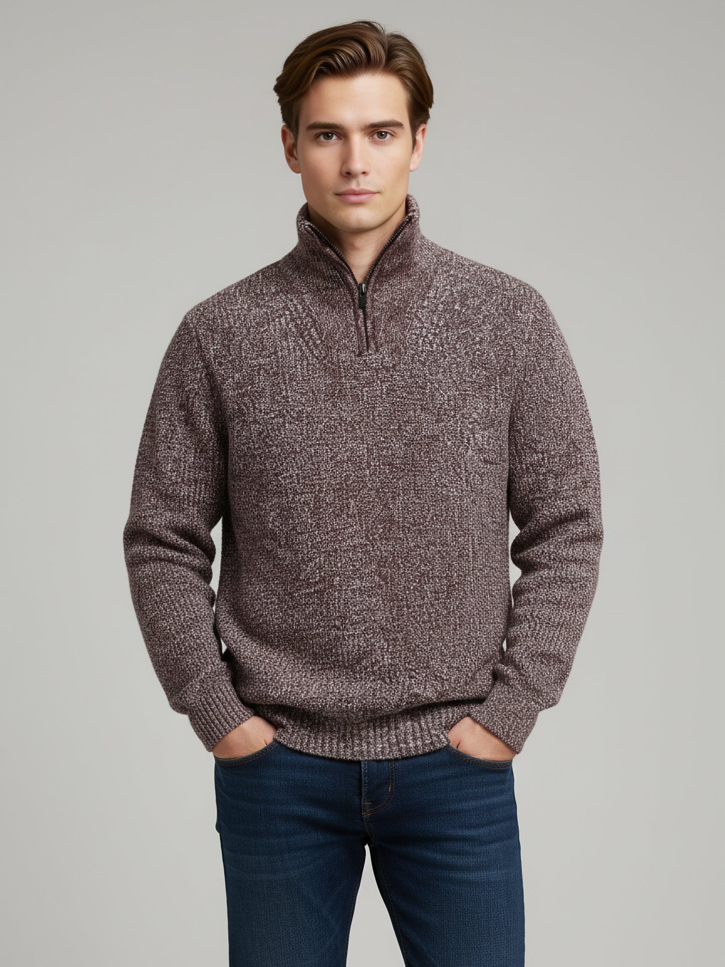 Celio* Men Brown Colourblocked Regular Fit Cotton Sweaters