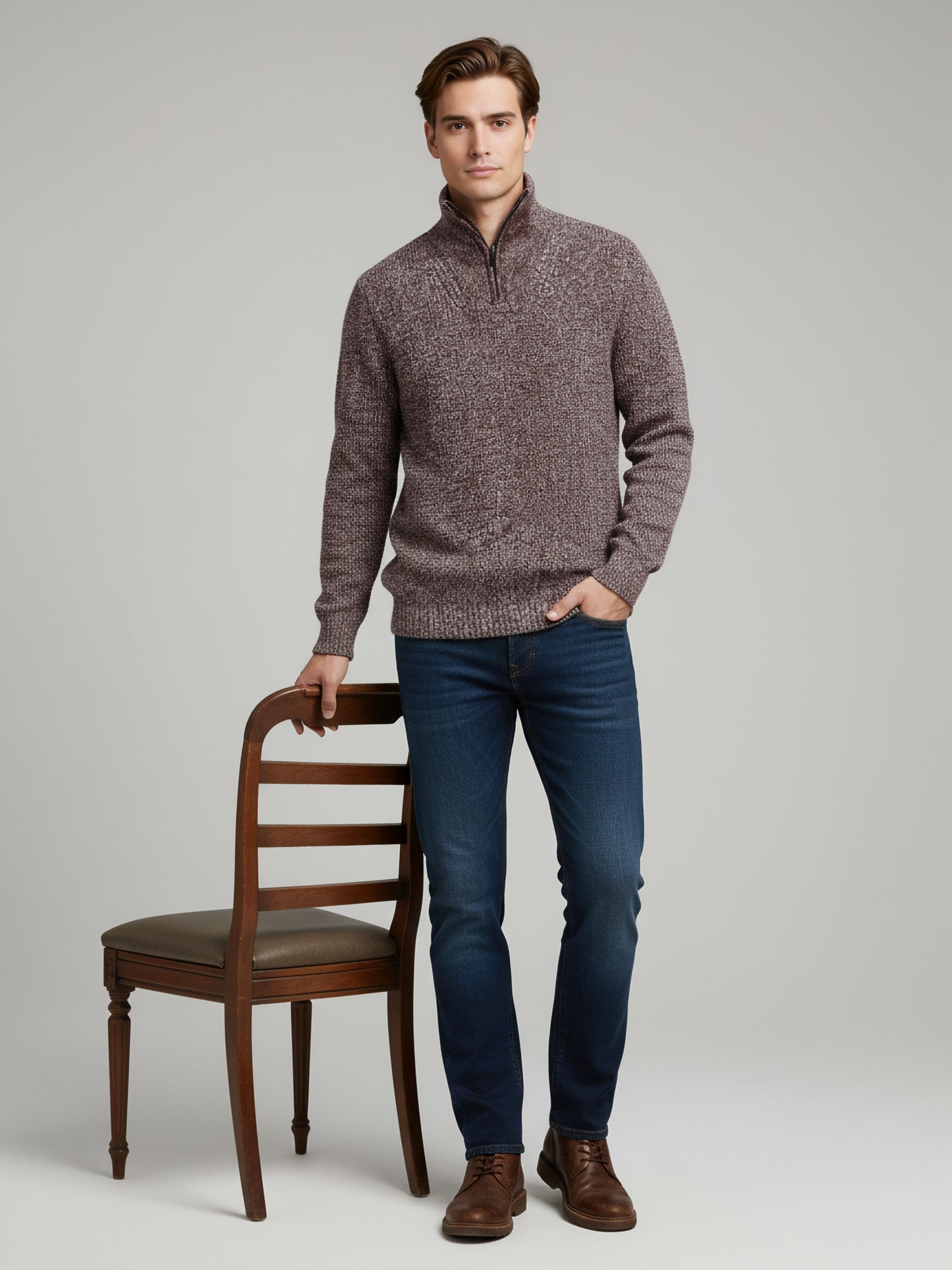 Celio* Men Brown Colourblocked Regular Fit Cotton Sweaters