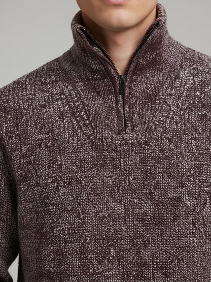 Celio* Men Brown Colourblocked Regular Fit Cotton Sweaters