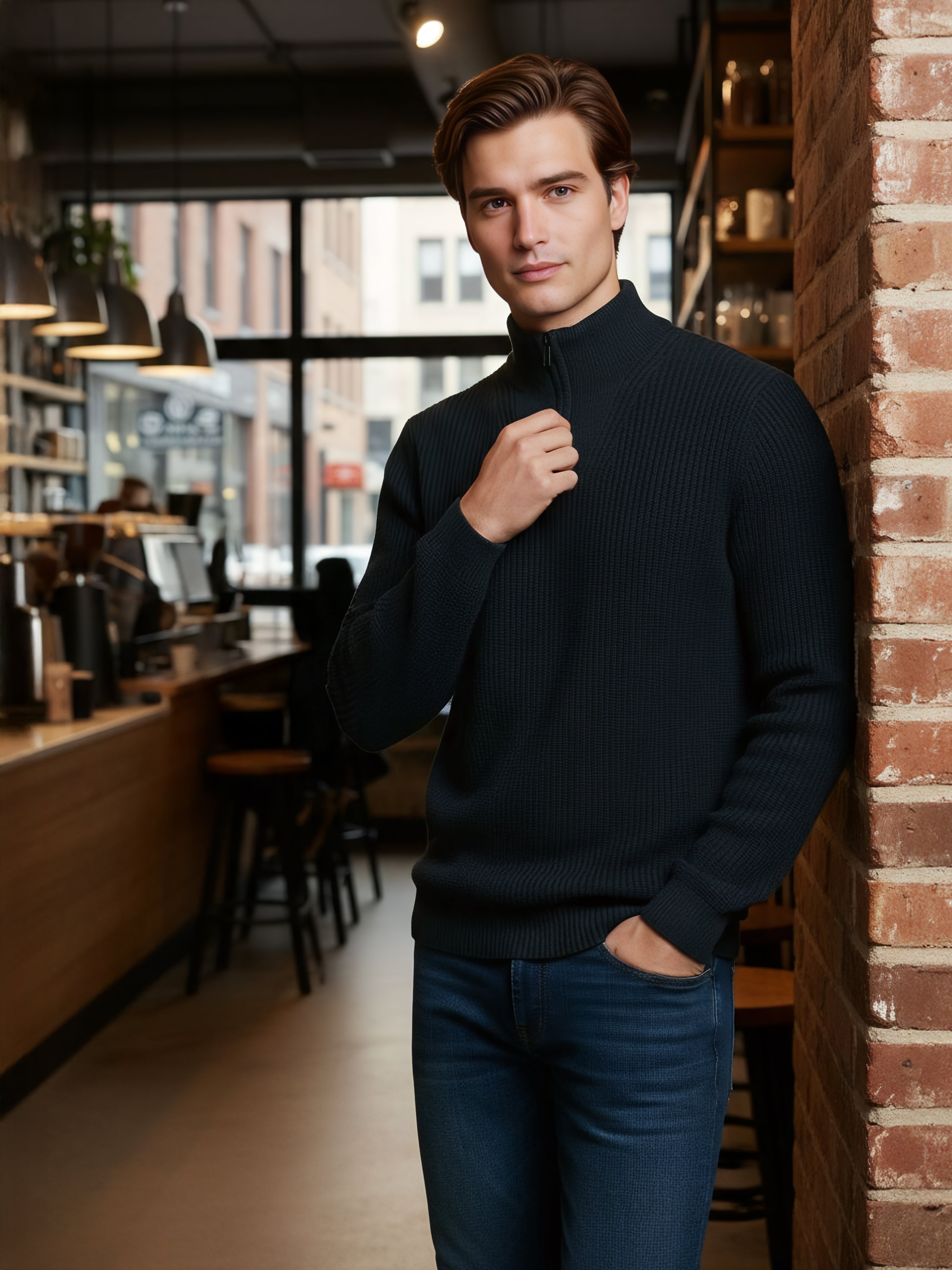 Celio Men Green Solid Regular Fit Cotton Sweaters