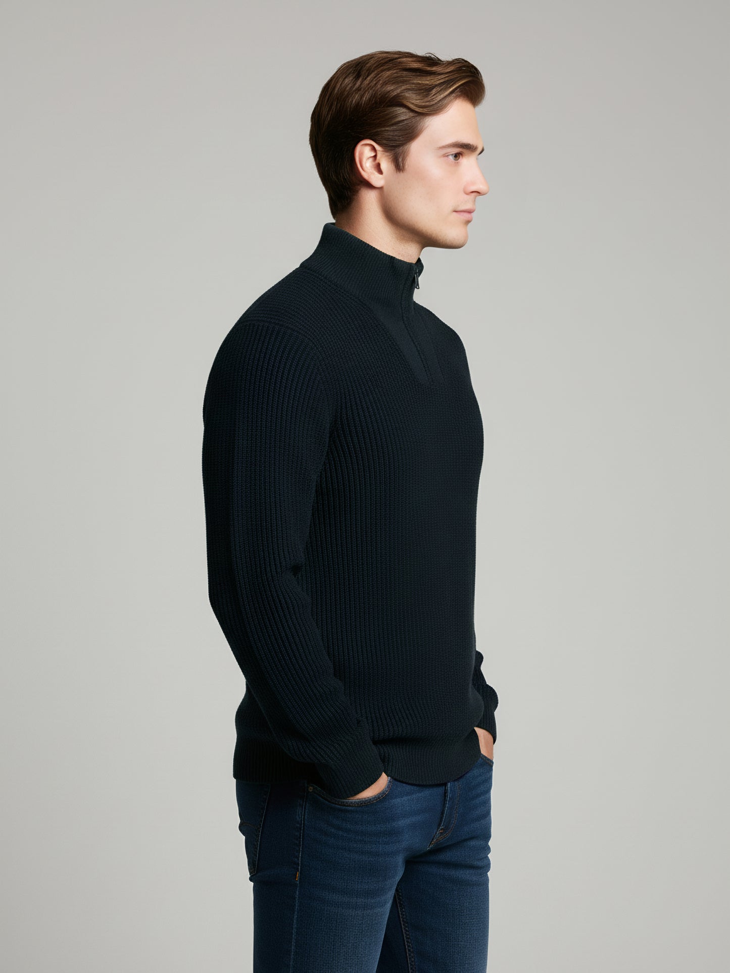 Celio* Men Green Solid Regular Fit Cotton Sweaters