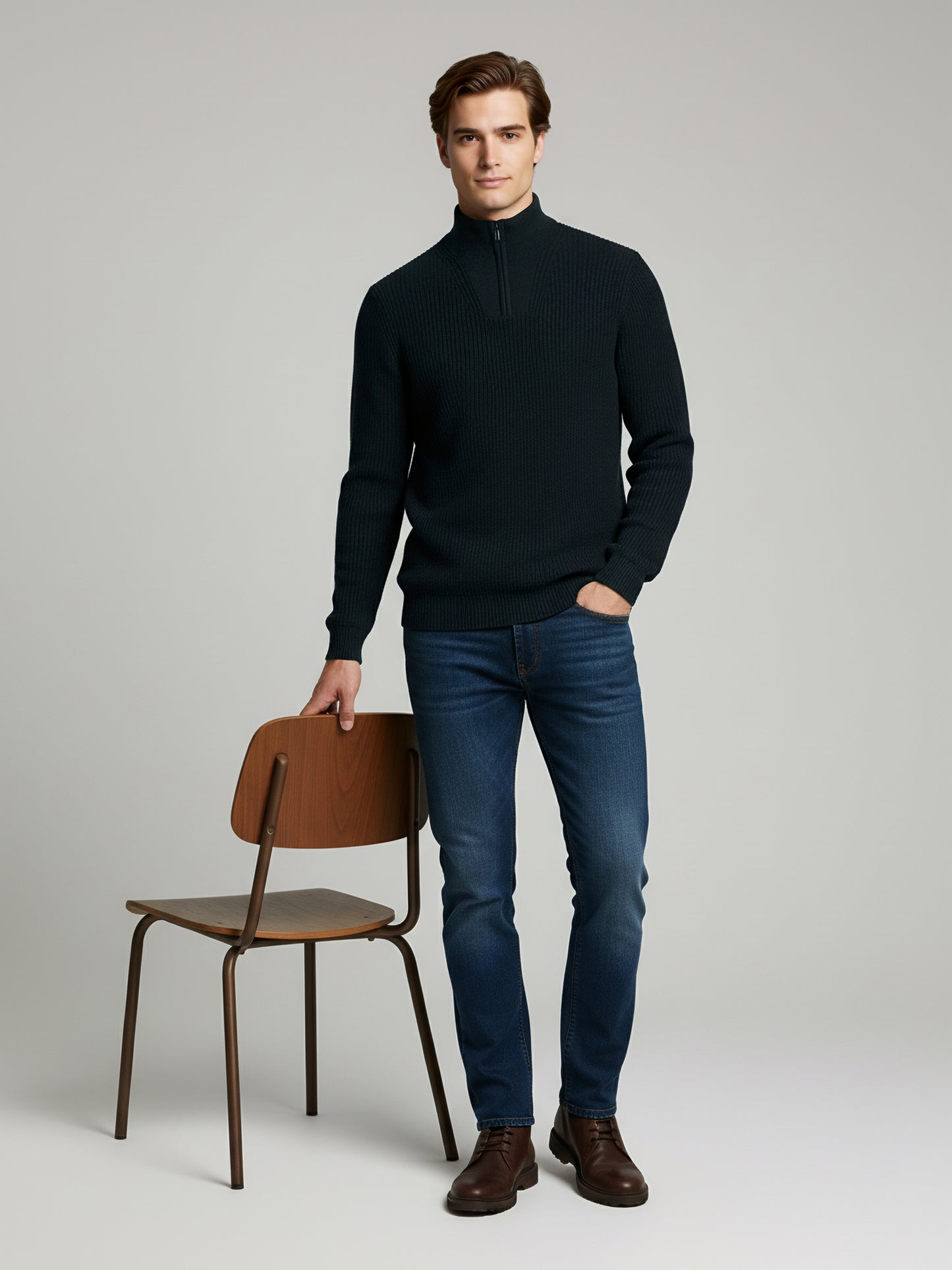 Celio* Men Green Solid Regular Fit Cotton Sweaters