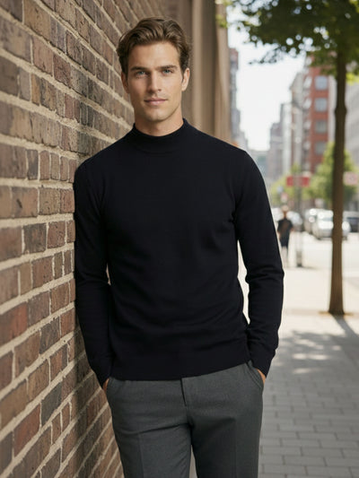 Celio* Men Black Solid Regular Fit Cotton Sweaters