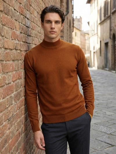 Celio* Men Brown Solid Regular Fit Cotton Sweaters