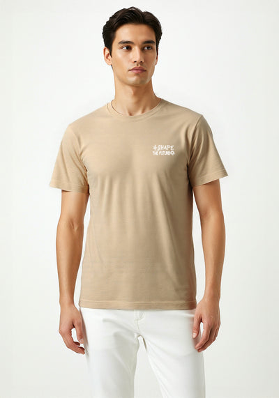 Celio* Men Beige Printed Oversized Cotton T-shirt
