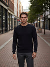 Celio* Men Black Solid Regular Fit Cotton Sweaters