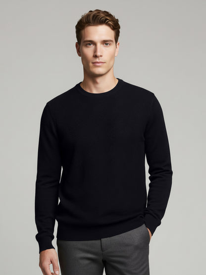 Celio* Men Black Solid Regular Fit Cotton Sweaters