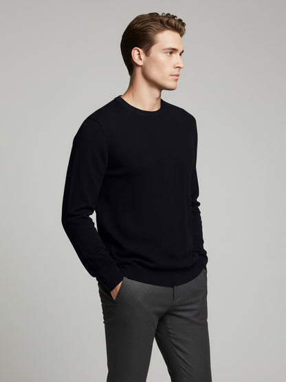 Celio* Men Black Solid Regular Fit Cotton Sweaters