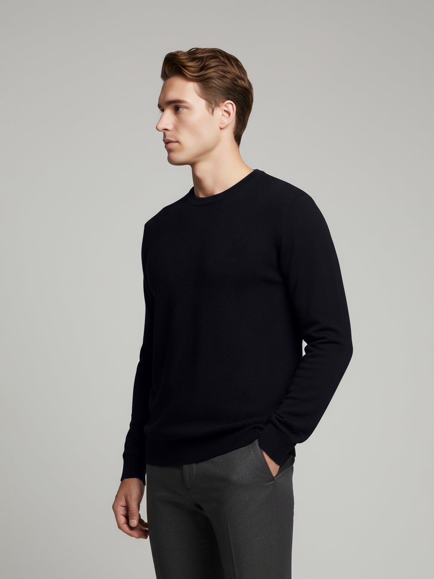 Celio* Men Black Solid Regular Fit Cotton Sweaters