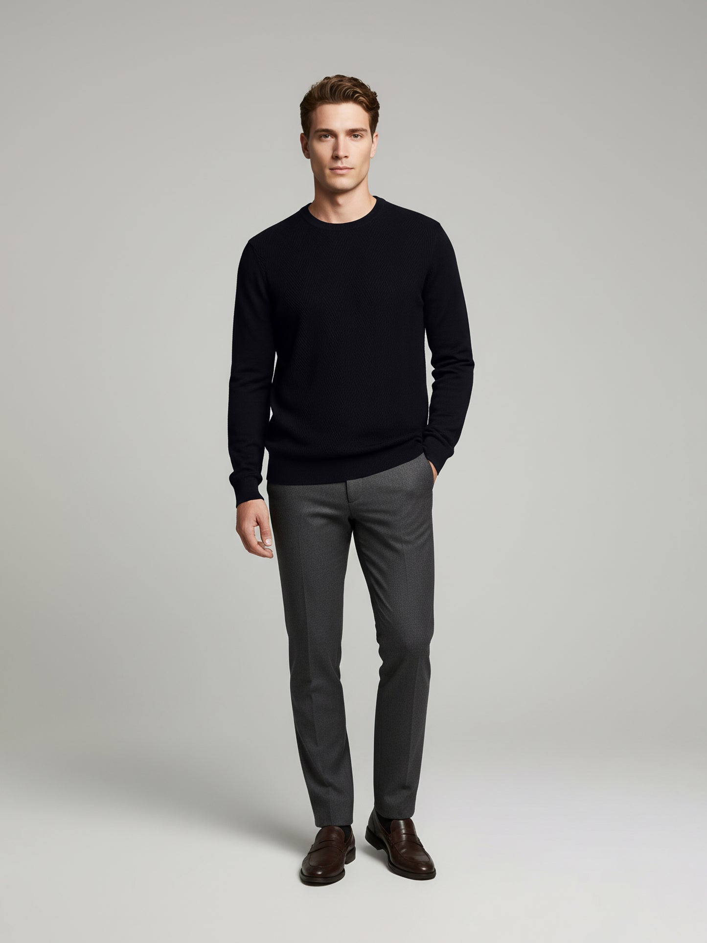 Celio* Men Black Solid Regular Fit Cotton Sweaters