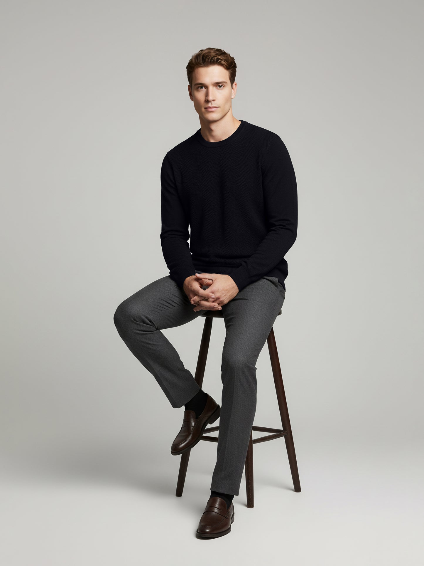 Celio* Men Black Solid Regular Fit Cotton Sweaters