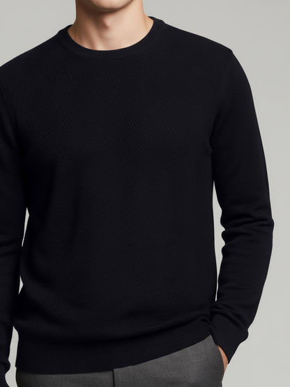 Celio* Men Black Solid Regular Fit Cotton Sweaters