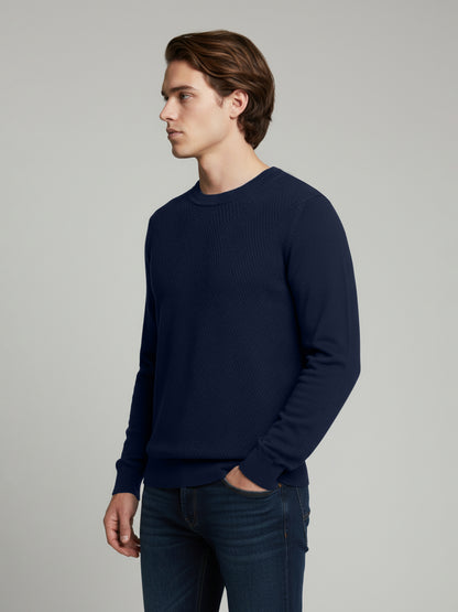 Celio* Men Blue Solid Regular Fit Cotton Sweaters