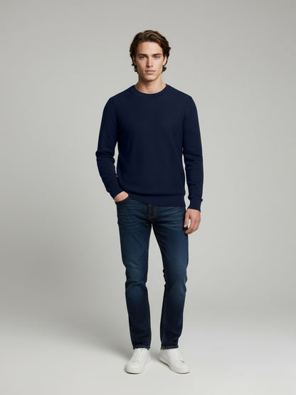 Celio* Men Blue Solid Regular Fit Cotton Sweaters