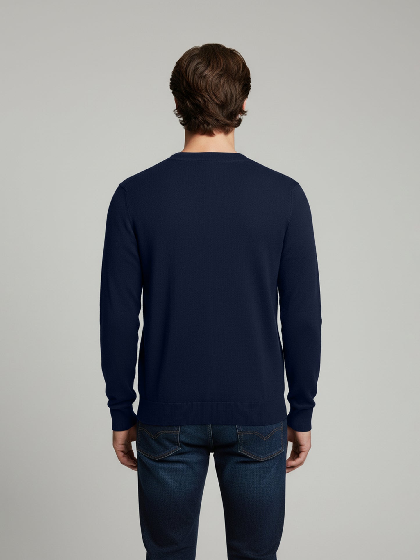 Celio* Men Blue Solid Regular Fit Cotton Sweaters