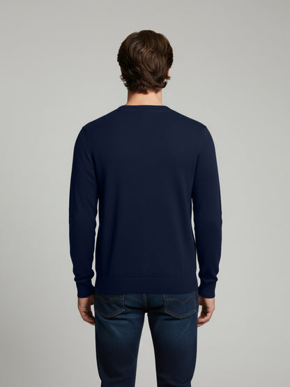 Celio* Men Blue Solid Regular Fit Cotton Sweaters