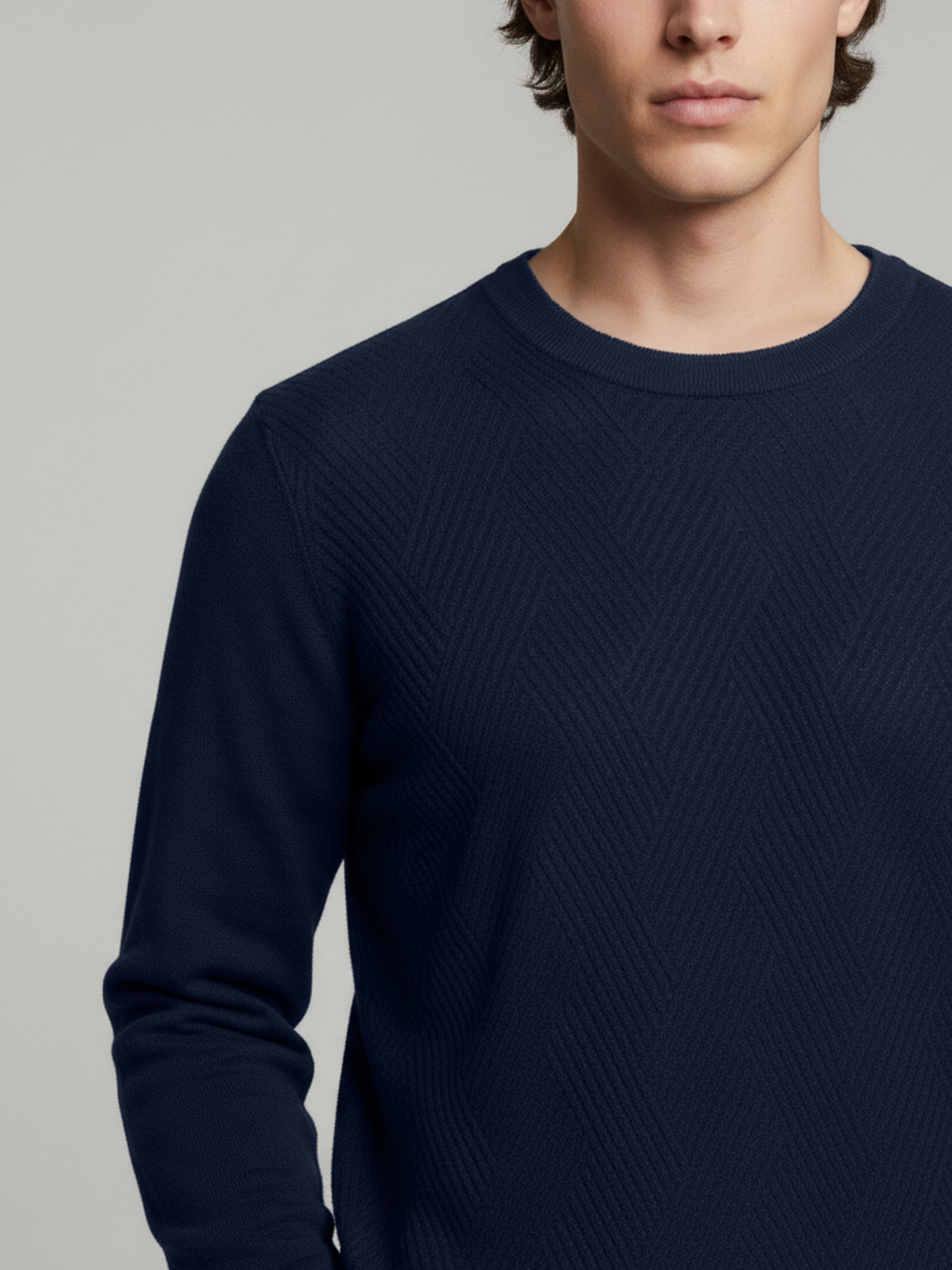 Celio* Men Blue Solid Regular Fit Cotton Sweaters