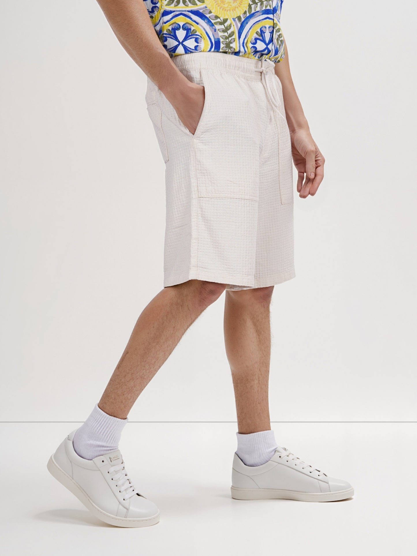 Celio* Cotton Regular Fit Beige Bermuda