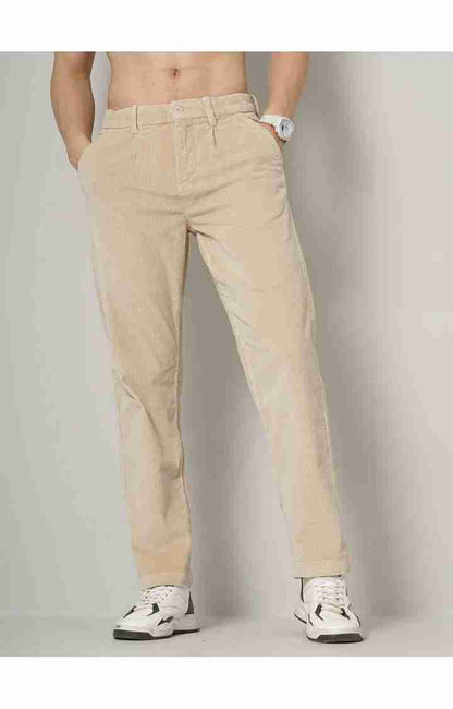 Beige Regular Fit Trousers