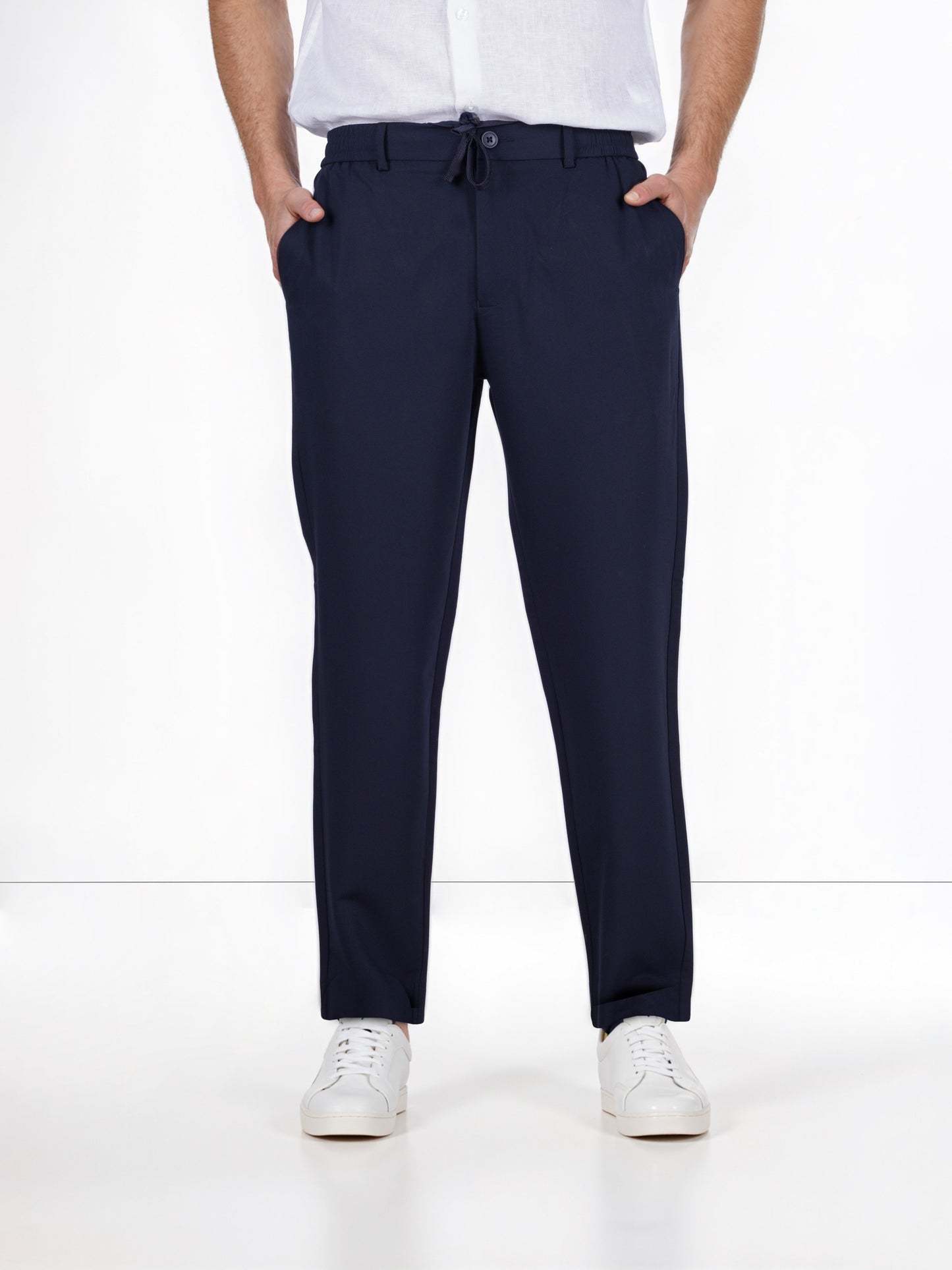 Celio* Rayon-Blend Regular Fit Navy Blue Trousers