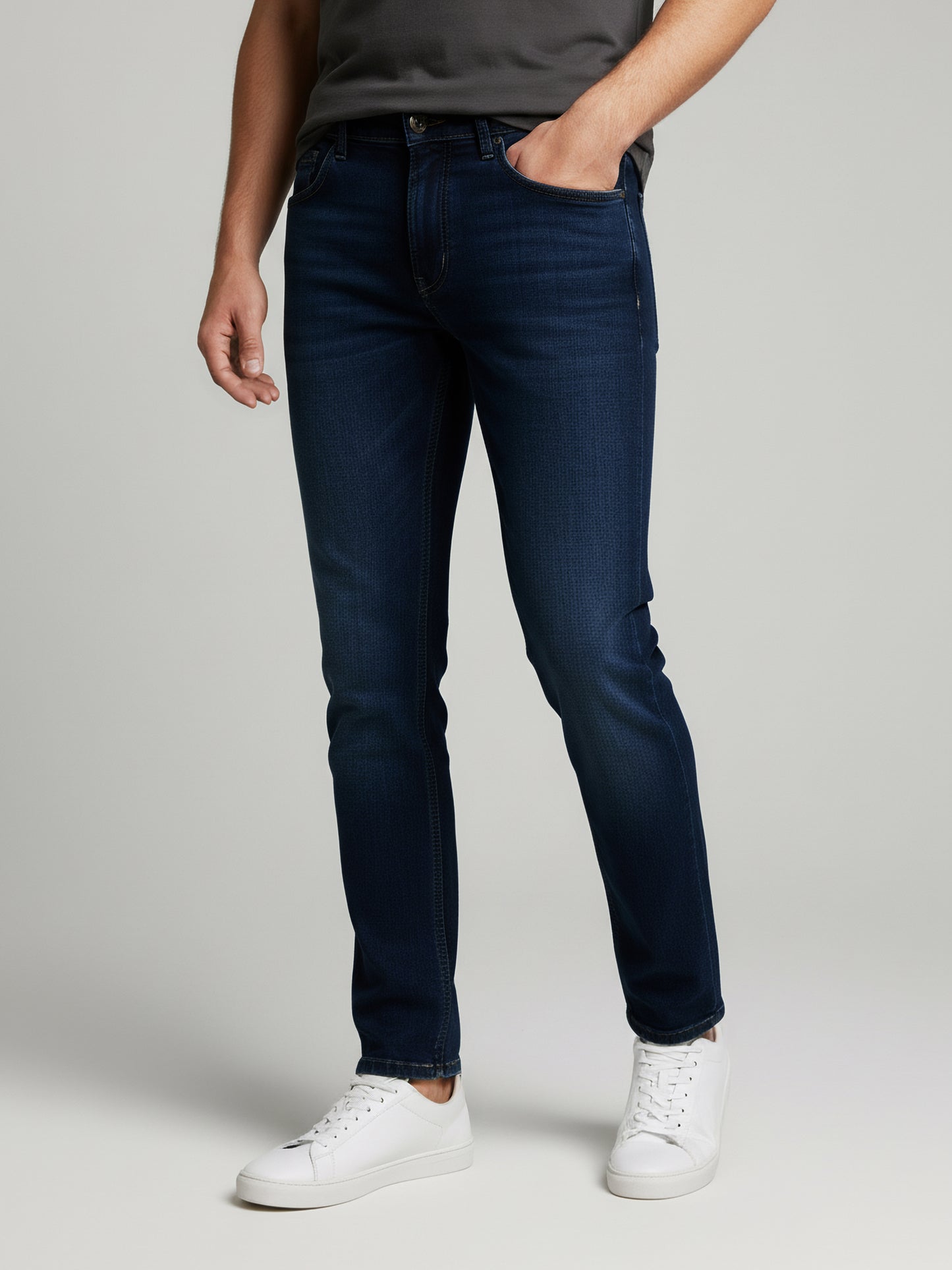 Celio Men Blue Solid Skinny Fit Cotton Jeans