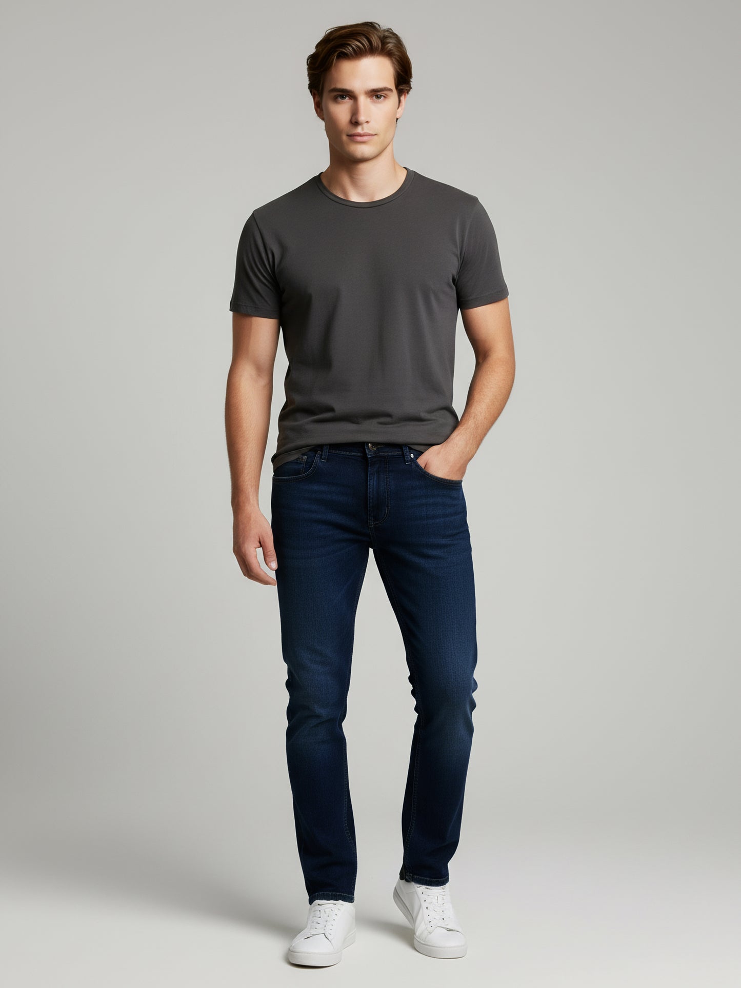Celio Men Blue Solid Skinny Fit Cotton Jeans