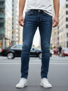 Celio* Blue Skinny Fit Solid Cotton Jeans for Men
