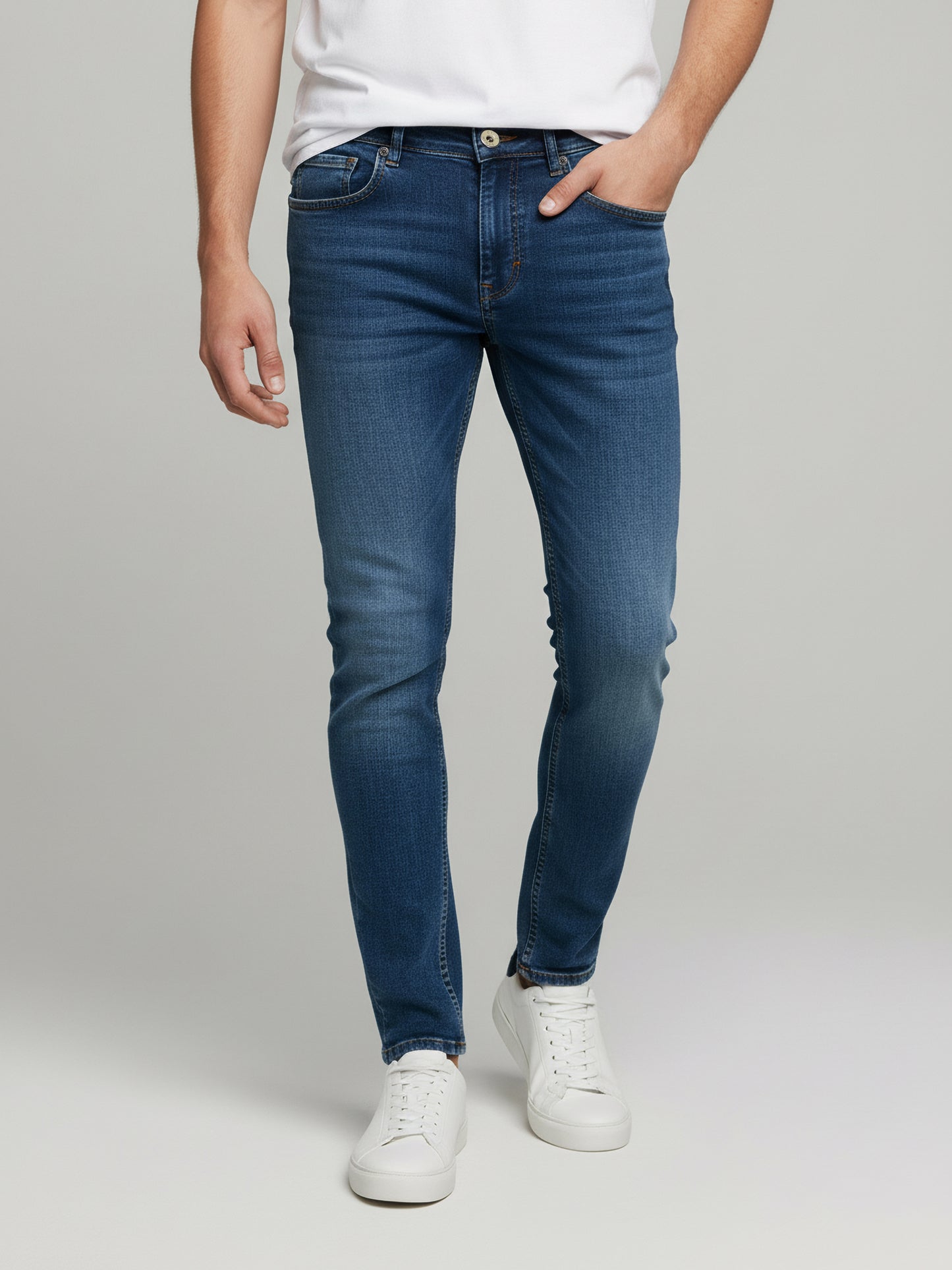Celio* Men  Blue Solid Skinny Fit Cotton Jeans