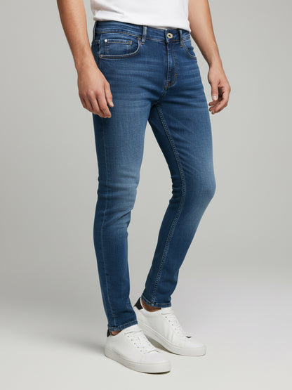 Celio* Men  Blue Solid Skinny Fit Cotton Jeans