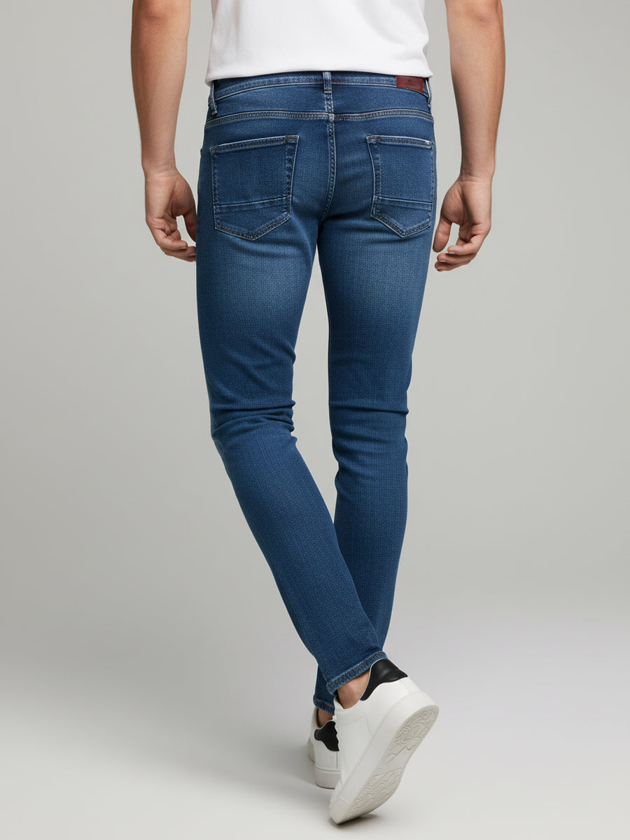 Celio* Blue Skinny Fit Solid Cotton Jeans for Men