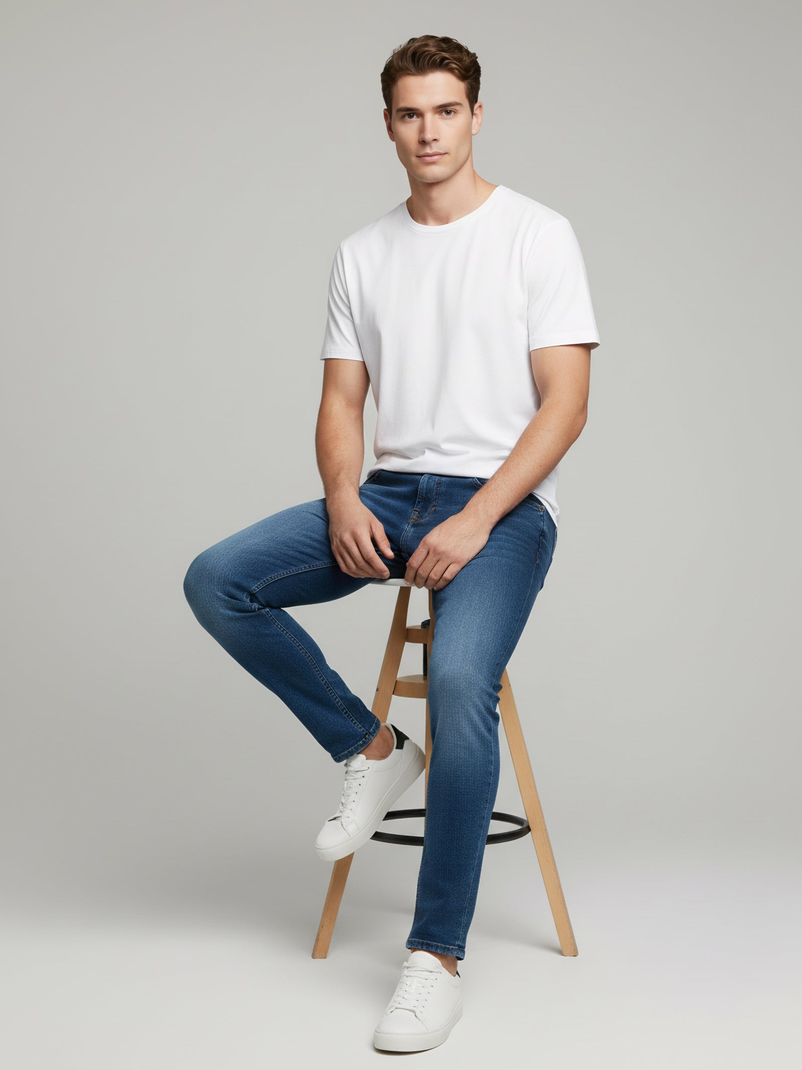 Celio* Blue Skinny Fit Solid Cotton Jeans for Men