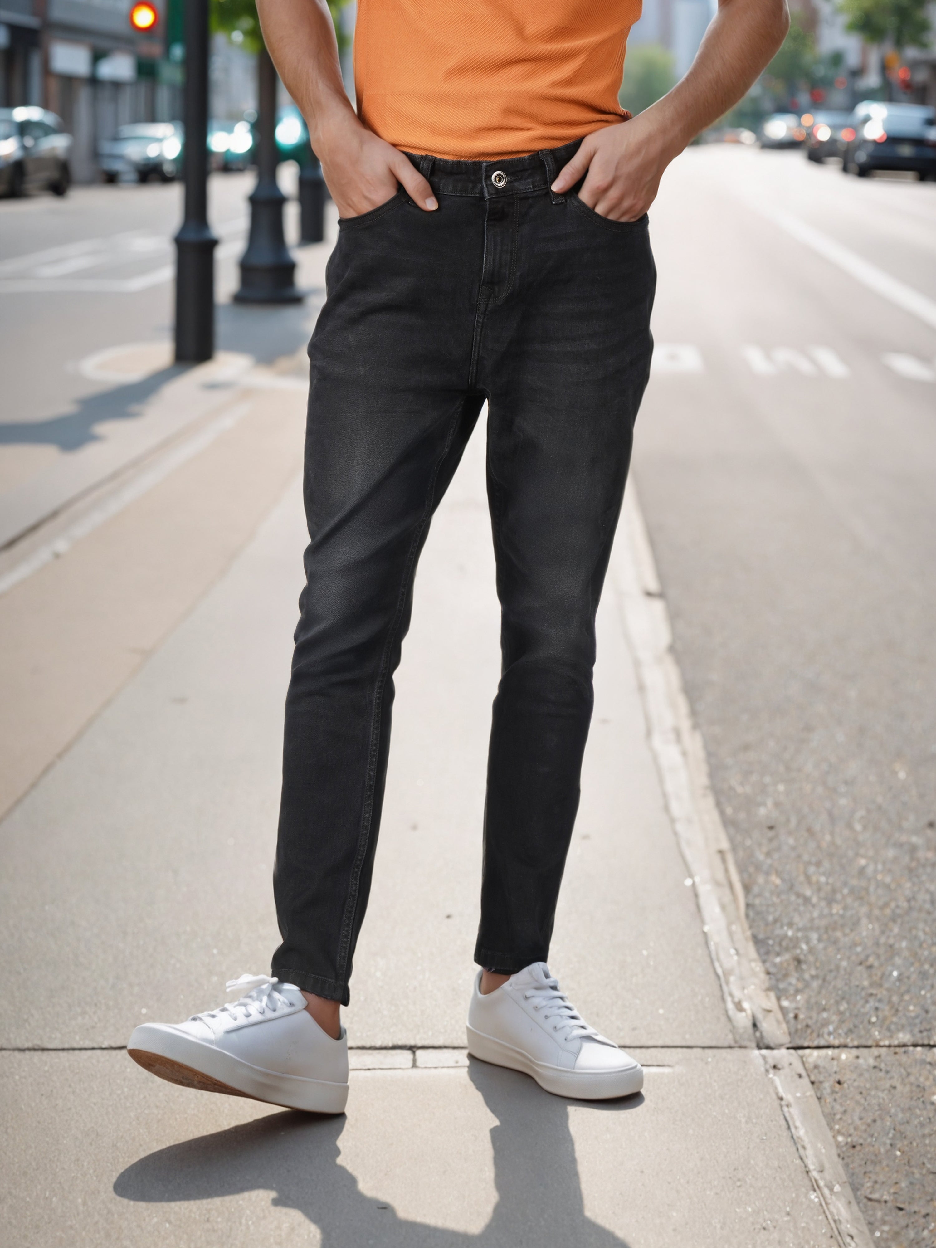 Celio* Men Black Solid Skinny Fit Cotton Jeans