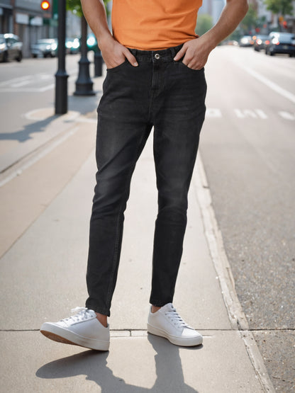 Celio* Men Black Solid Skinny Fit Cotton Jeans