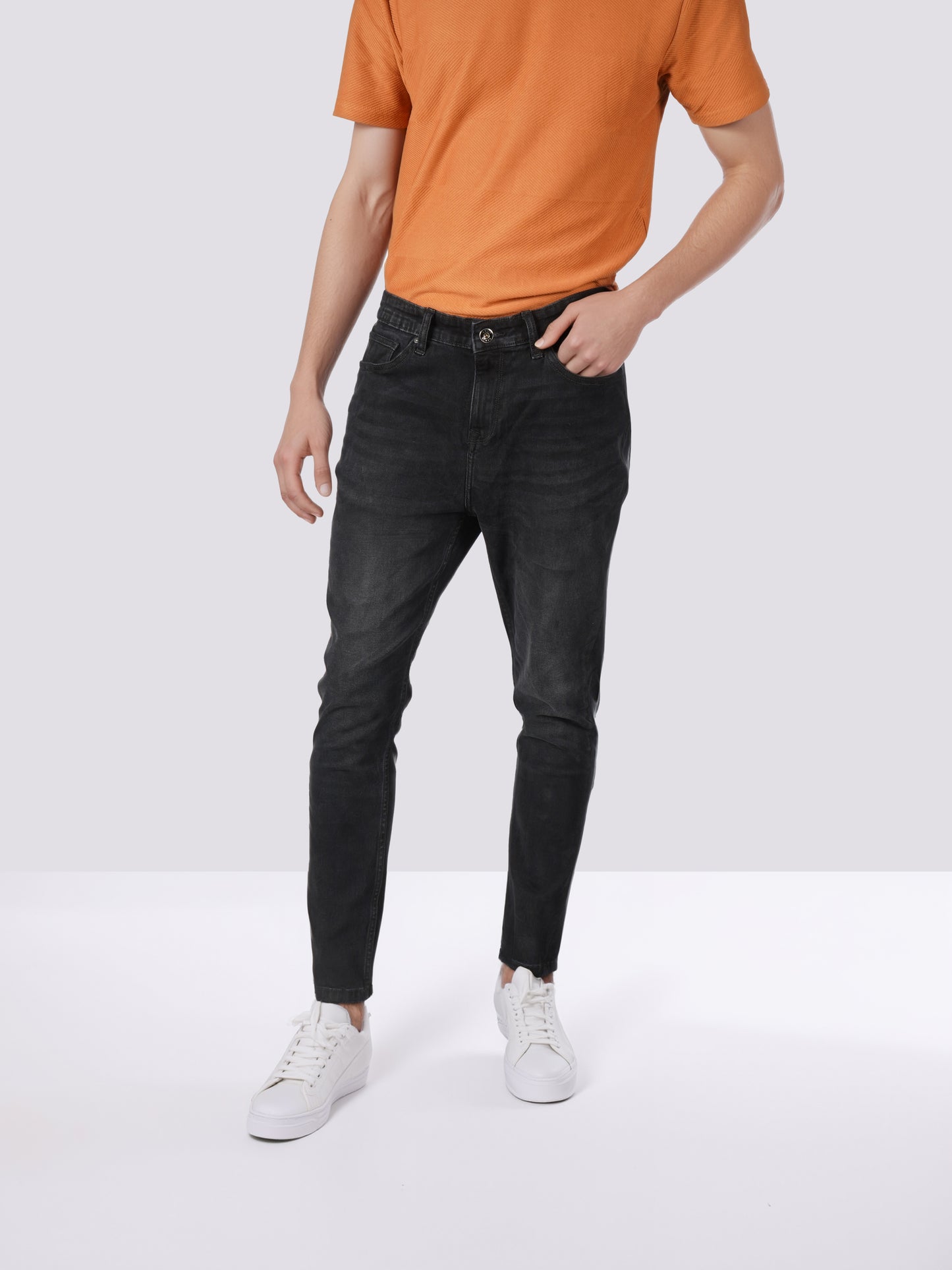 Celio* Men Black Solid Skinny Fit Cotton Jeans