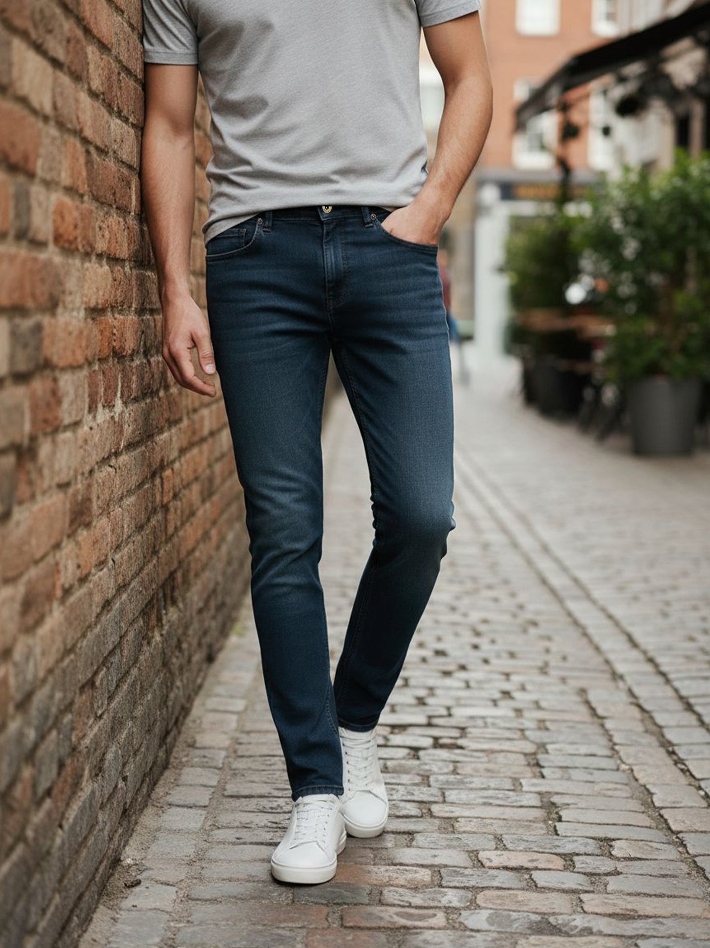 Celio* Men  Blue Solid Skinny Fit Cotton Jeans