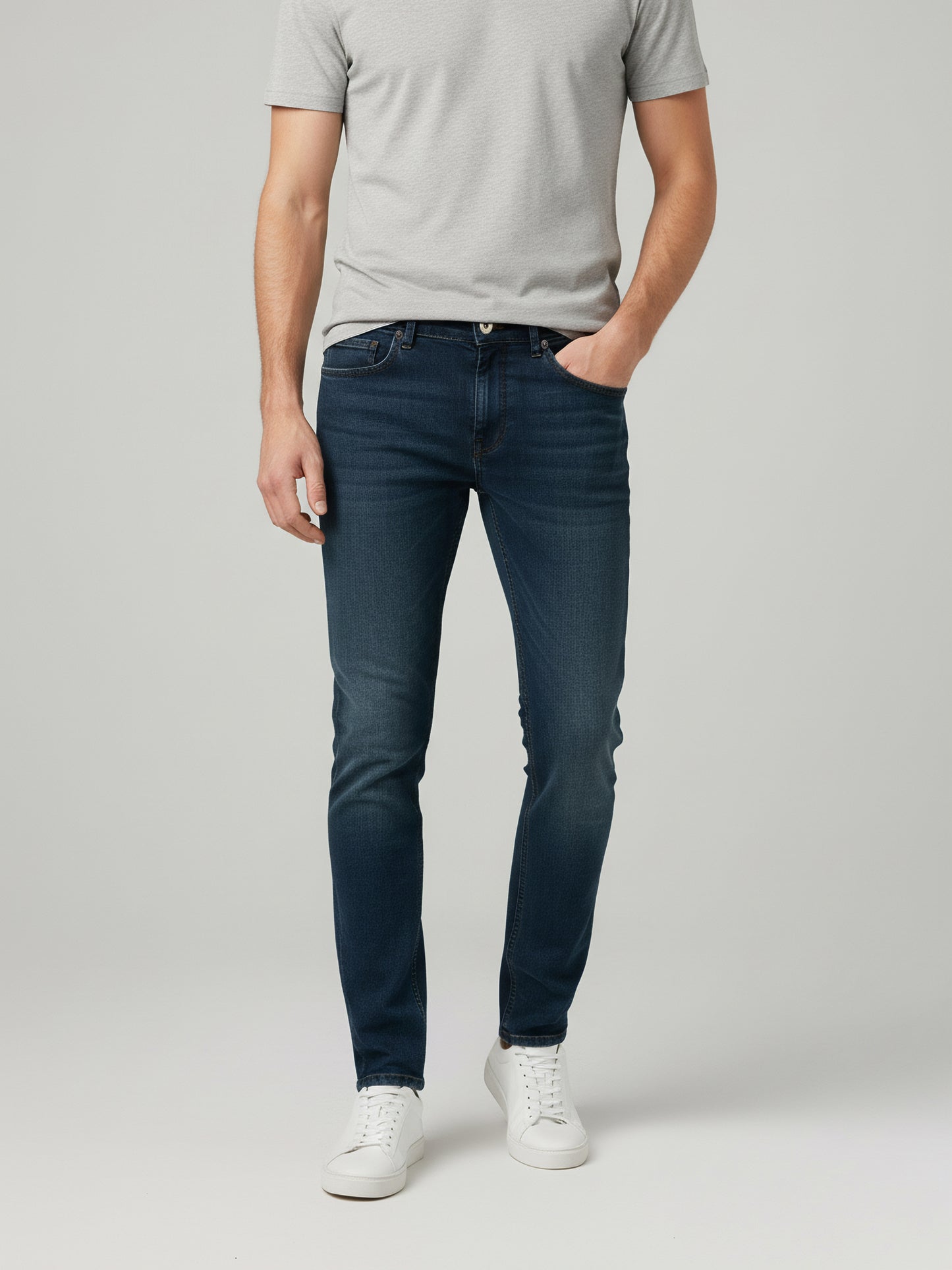 Celio* Men  Blue Solid Skinny Fit Cotton Jeans