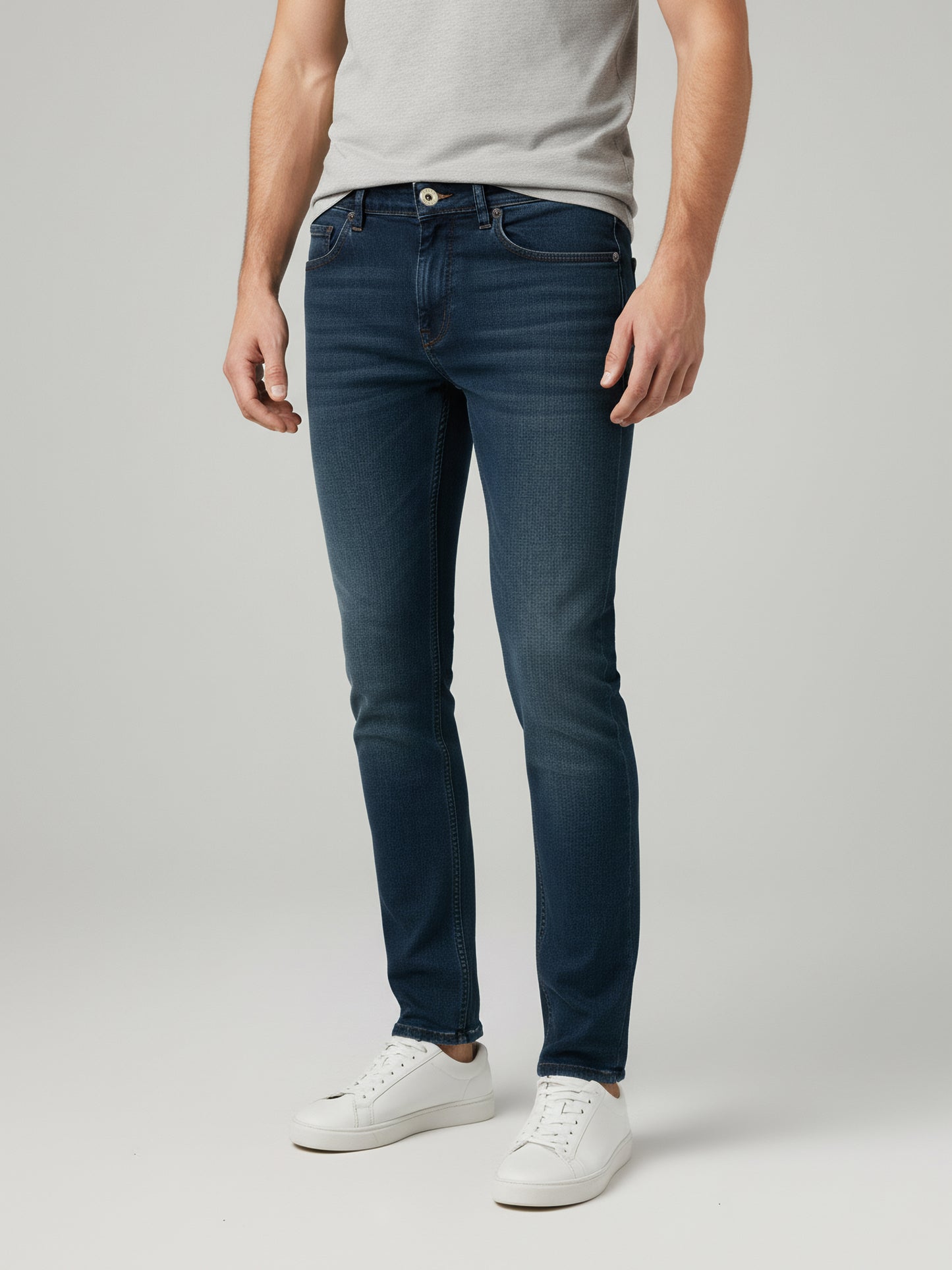 Celio* Men  Blue Solid Skinny Fit Cotton Jeans