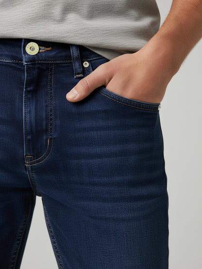 *Celio Men Blue Solid Skinny Fit Cotton Jeans