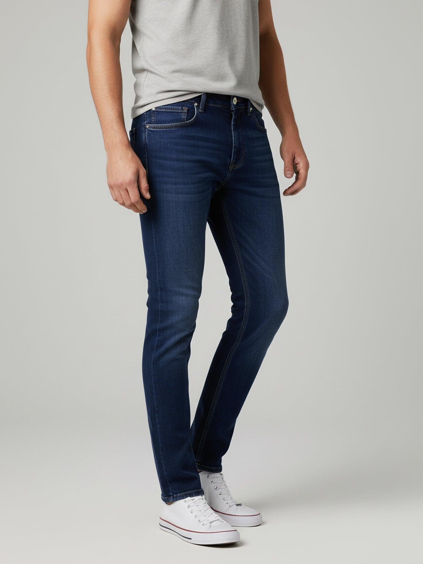 *Celio Men Blue Solid Skinny Fit Cotton Jeans