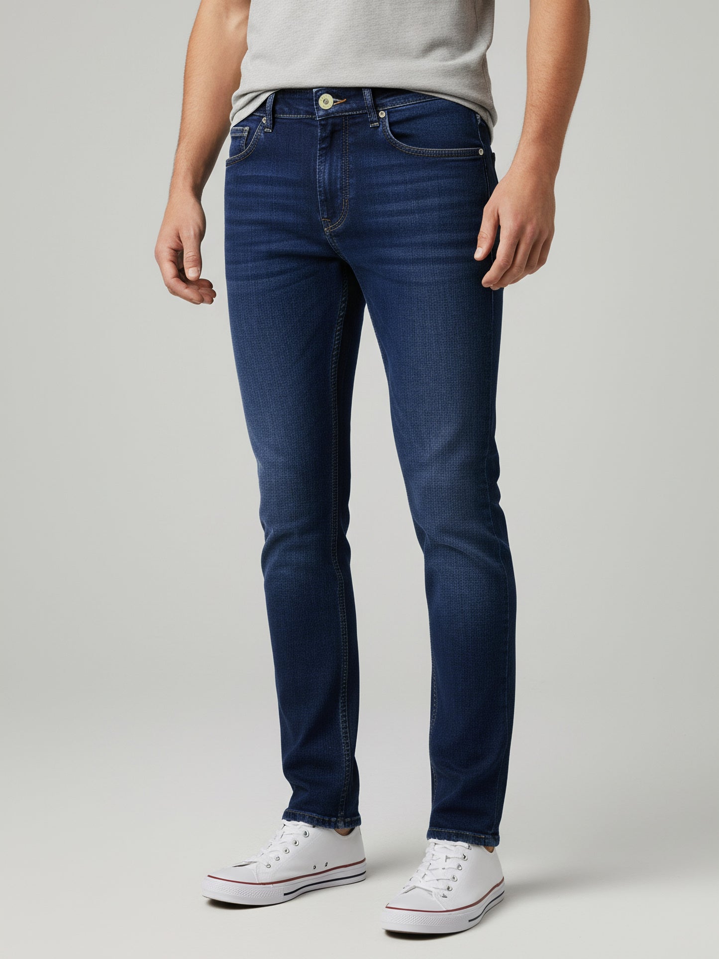 *Celio Men Blue Solid Skinny Fit Cotton Jeans